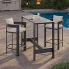 Modway Tahoe 3-Piece Outdoor Patio Aluminum Bar Table Set