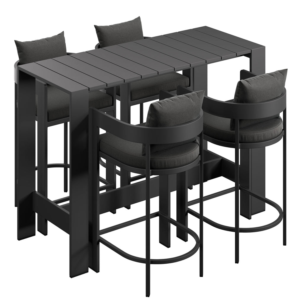 Modway Tahoe 5-Piece Outdoor Patio Bar Table Set