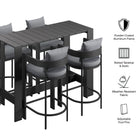 Modway Tahoe 5-Piece Outdoor Patio Bar Table Set
