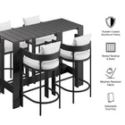 Modway Tahoe 5-Piece Outdoor Patio Bar Table Set
