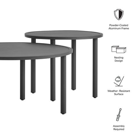 Modway Porta 2 Piece Nesting Outdoor Patio Aluminum Coffee Table Set