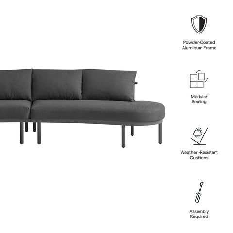 Modway Porta 2 Piece Outdoor Patio Aluminum Modular Sofa