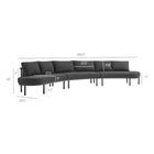 Modway Porta 3 Piece Outdoor Patio Aluminum Modular Sofa
