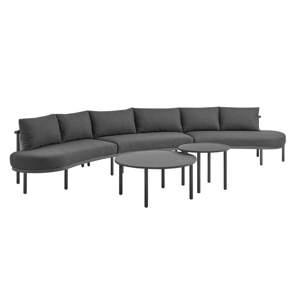 Modway Porta 5 Piece Outdoor Patio Aluminum Modular Sofa Set