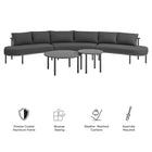 Modway Porta 5 Piece Outdoor Patio Aluminum Modular Sofa Set