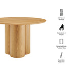 Modway Renwick 47 Inch Oak Veneer Round Pedestal Dining Table