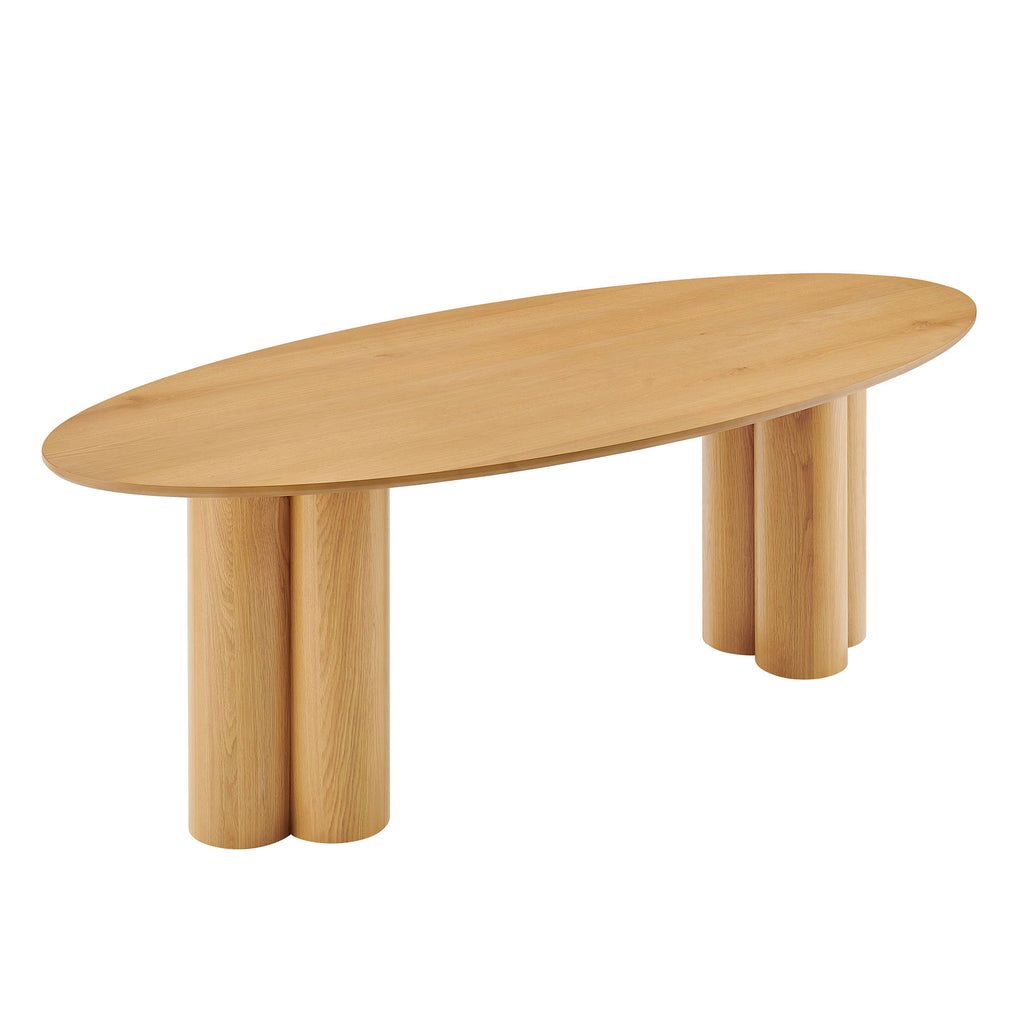 Modway Renwick 79 Inch Oak Veneer Oval Pedestal Dining Table