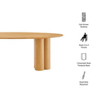 Modway Renwick 79 Inch Oak Veneer Oval Pedestal Dining Table