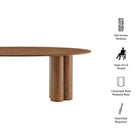 Modway Renwick 79 Inch Oak Veneer Oval Pedestal Dining Table