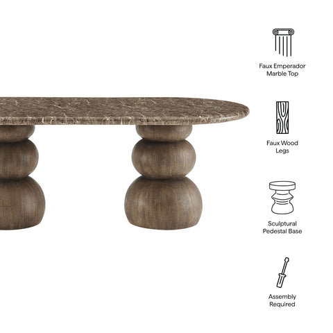 Modway Pietra Indoor Outdoor Patio Oval Dining Table