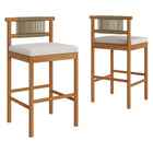 Modway Eleni Outdoor Patio Teak Wood Bar Stools Set of 2