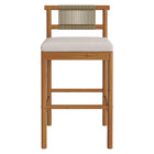Modway Eleni Outdoor Patio Teak Wood Bar Stools Set of 2
