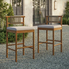 Modway Eleni Outdoor Patio Teak Wood Bar Stools Set of 2