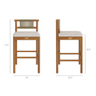 Modway Eleni Outdoor Patio Teak Wood Bar Stools Set of 2