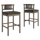 Modway Eleni Outdoor Patio Teak Wood Bar Stools Set of 2