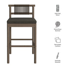 Modway Eleni Outdoor Patio Teak Wood Bar Stools Set of 2