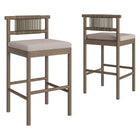 Modway Eleni Outdoor Patio Teak Wood Bar Stools Set of 2