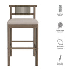 Modway Eleni Outdoor Patio Teak Wood Bar Stools Set of 2