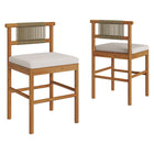 Modway Eleni Outdoor Patio Teak Wood Counter Stools Set of 2