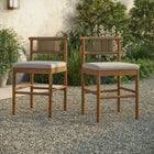 Modway Eleni Outdoor Patio Teak Wood Counter Stools Set of 2