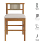 Modway Eleni Outdoor Patio Teak Wood Counter Stools Set of 2