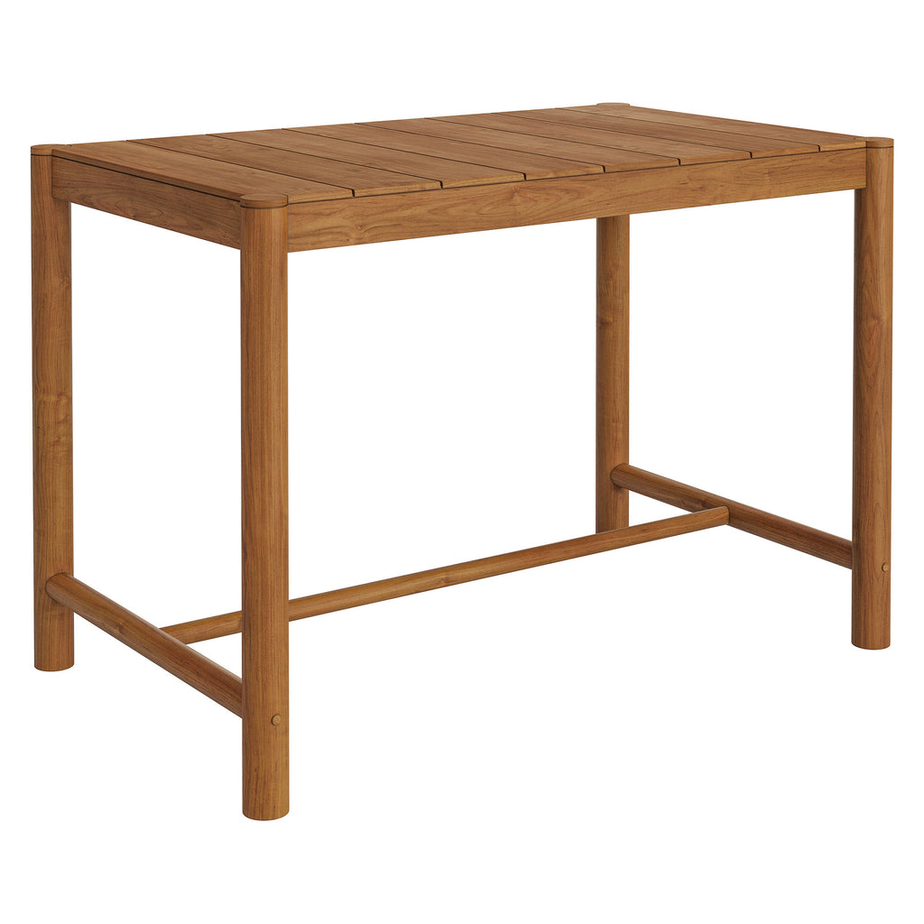 Modway Eleni Rectangle 56-Inch Outdoor Patio Teak Wood Rectangular Bar Table