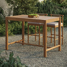 Modway Eleni Rectangle 56-Inch Outdoor Patio Teak Wood Rectangular Bar Table