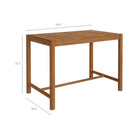 Modway Eleni Rectangle 56-Inch Outdoor Patio Teak Wood Rectangular Bar Table