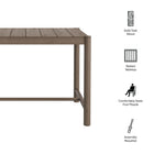 Modway Eleni Rectangle 56-Inch Outdoor Patio Teak Wood Rectangular Bar Table