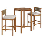 Modway Eleni 3-Piece Outdoor Patio Teak Wood Bar Set