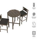 Modway Eleni 3-Piece Outdoor Patio Teak Wood Bar Set