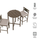 Modway Eleni 3-Piece Outdoor Patio Teak Wood Bar Set