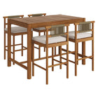 Modway Eleni 5-Piece Outdoor Patio Teak Wood Bar Set