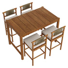 Modway Eleni 5-Piece Outdoor Patio Teak Wood Bar Set