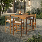 Modway Eleni 5-Piece Outdoor Patio Teak Wood Bar Set
