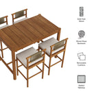 Modway Eleni 5-Piece Outdoor Patio Teak Wood Bar Set