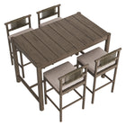 Modway Eleni 5-Piece Outdoor Patio Teak Wood Bar Set