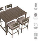 Modway Eleni 5-Piece Outdoor Patio Teak Wood Bar Set