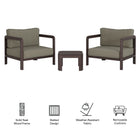 Modway Kona 3-Piece Outdoor Patio Teak Wood Furniture Set