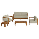 Modway Kona 5-Piece Outdoor Patio Teak Wood Furniture Set