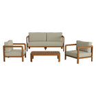 Modway Kona 4-Piece Outdoor Patio Teak Wood Furniture Set