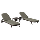 Modway Kona 3-Piece Outdoor Patio Teak Wood Chaise Lounge Set