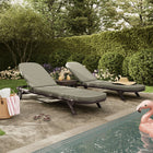 Modway Kona 3-Piece Outdoor Patio Teak Wood Chaise Lounge Set