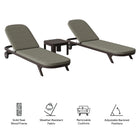 Modway Kona 3-Piece Outdoor Patio Teak Wood Chaise Lounge Set