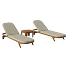 Modway Kona 3-Piece Outdoor Patio Teak Wood Chaise Lounge Set