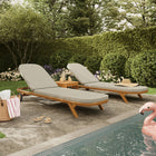 Modway Kona 3-Piece Outdoor Patio Teak Wood Chaise Lounge Set