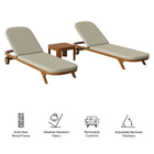 Modway Kona 3-Piece Outdoor Patio Teak Wood Chaise Lounge Set