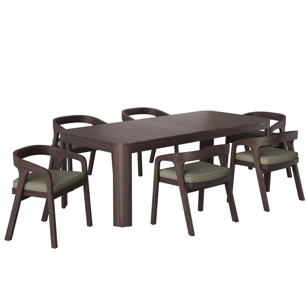 Modway Kona 7-Piece Outdoor Patio Teak Wood Dining Set