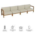 Modway Kona 4-Piece Outdoor Patio Teak Wood Modular Sofa Set