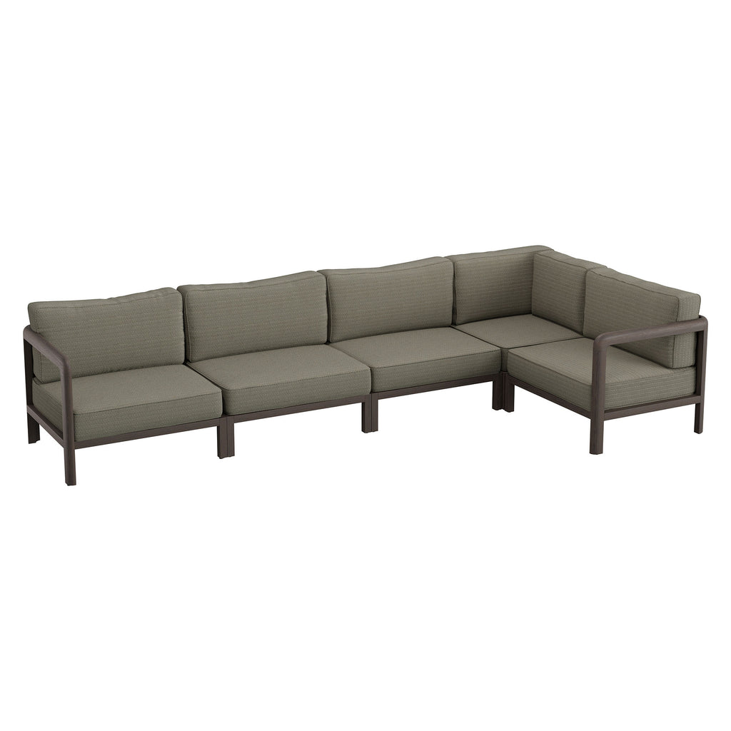 Modway Kona L-Shaped Outdoor Patio Teak Wood Modular Sofa